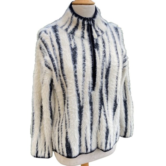 Anthropologie Cindy Eyelash Zebra Stripe Pullover Sz XS Animal Print  Mobwife - Picture 2 of 12